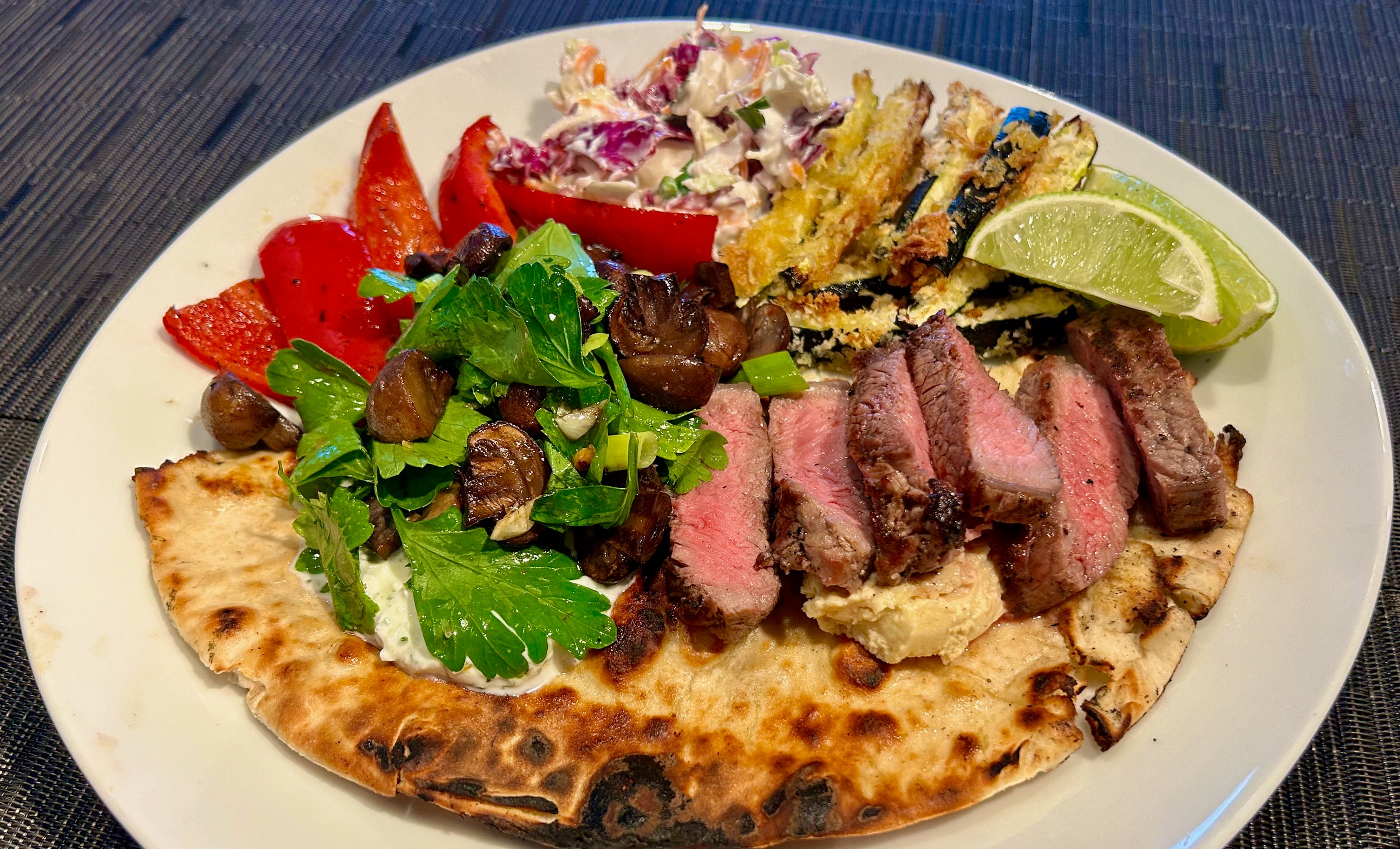 Open Steak Sandwich with Zucchini fries