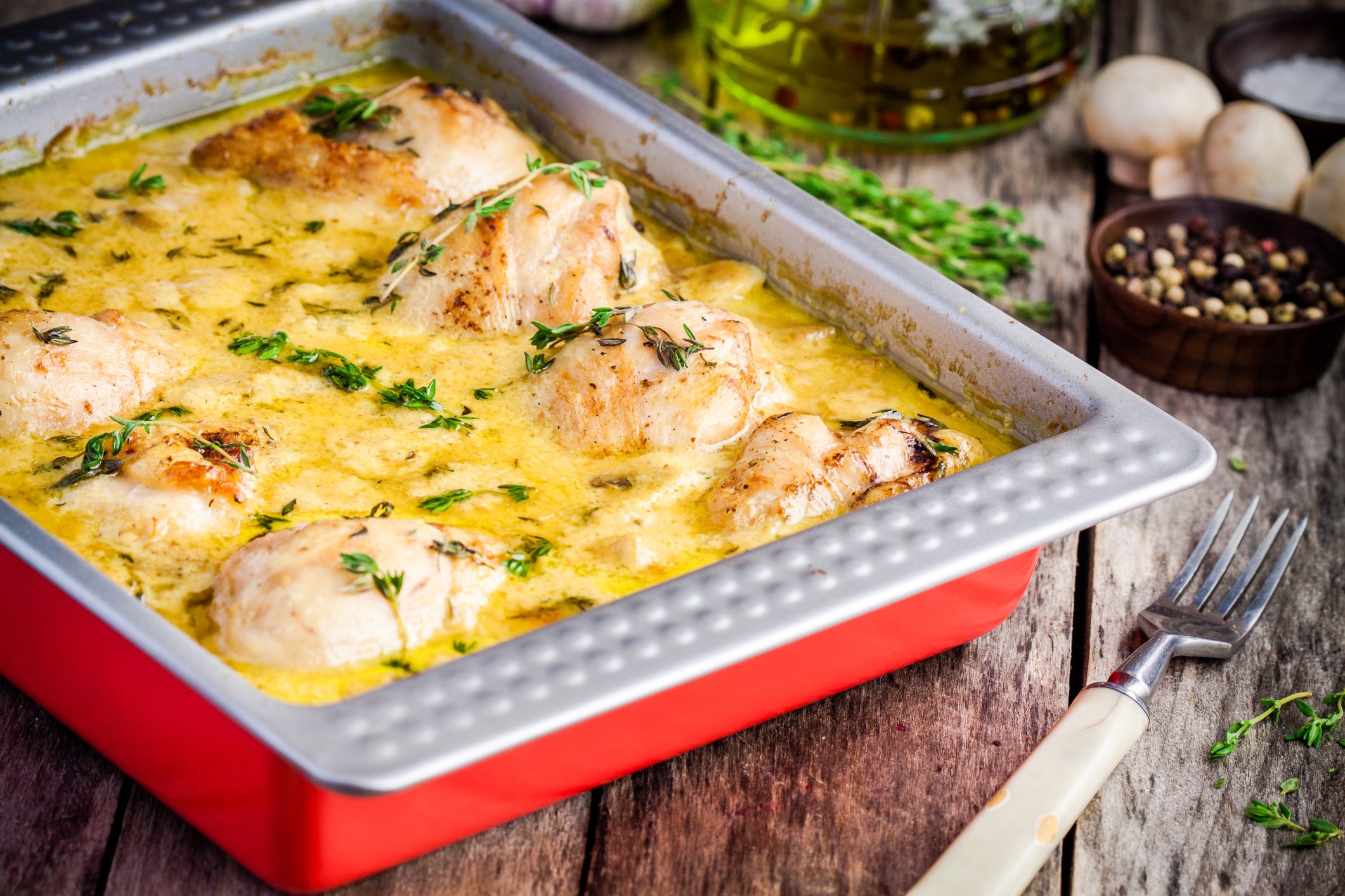 Creamy Mustard Chicken Tray Bake