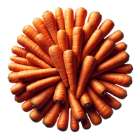 Many carrots arranged in a circular pattern 