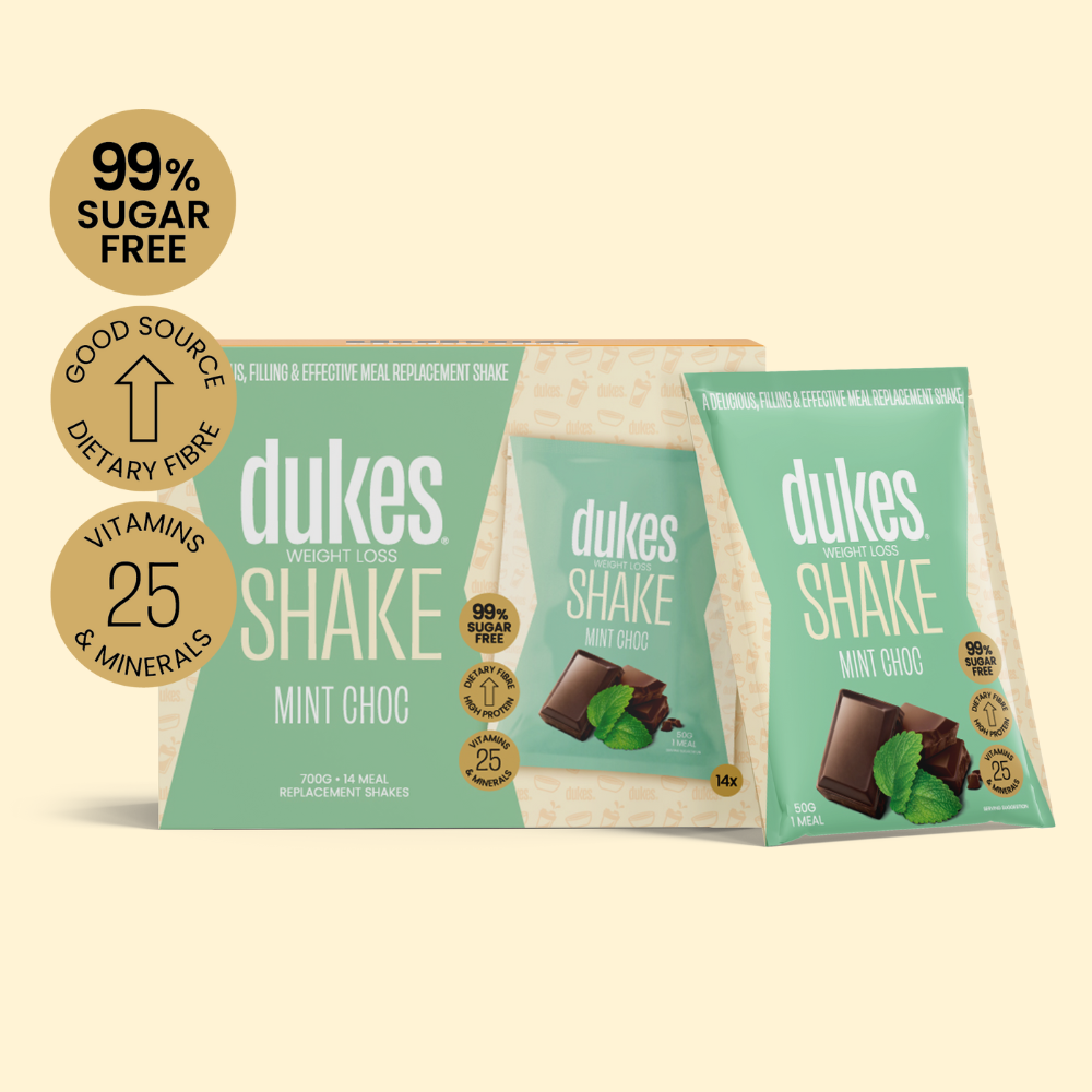 Box of Dukes Mint Choc Meal Replacement Shake