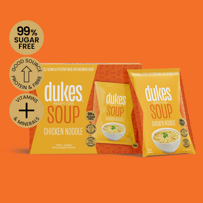 Box of Dukes Chicken & Noodle Meal Replacement Soup