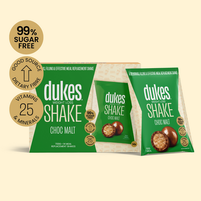 Box of Dukes Choc Malt Meal Replacement Shake