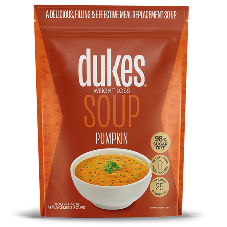 A 700g bag of Dukes Weight Loss Soup Pumpkin Flavour