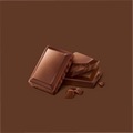 A pile of chocolate squares in front of a dark brown background
