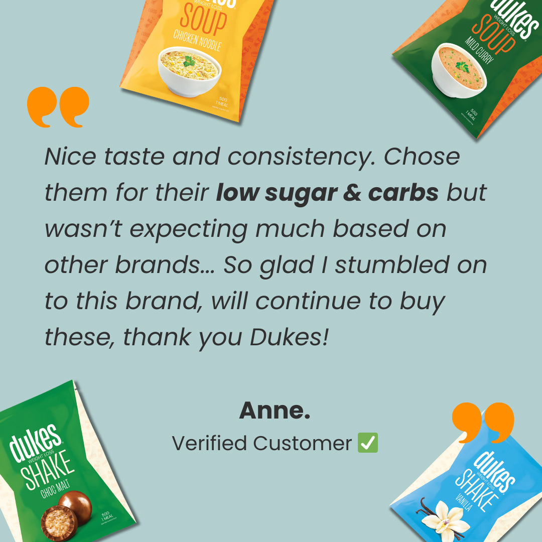 Customer testimonial "Nice taste and consistency. Chose them for their low sugar & carbs but wasn't expecting much based on other brands… So glad I stumbled on to this brand, will continue to buy these, thank you Dukes!" Anne - Verified Customer 