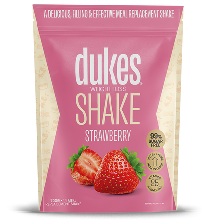 A 700g bag of Dukes Weight Loss Shake Strawberry  