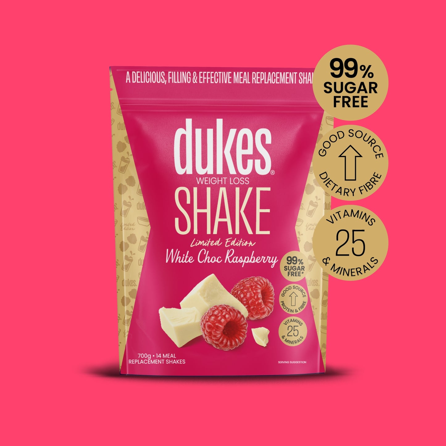 Dukes Shake White Choc Raspberry - Bag